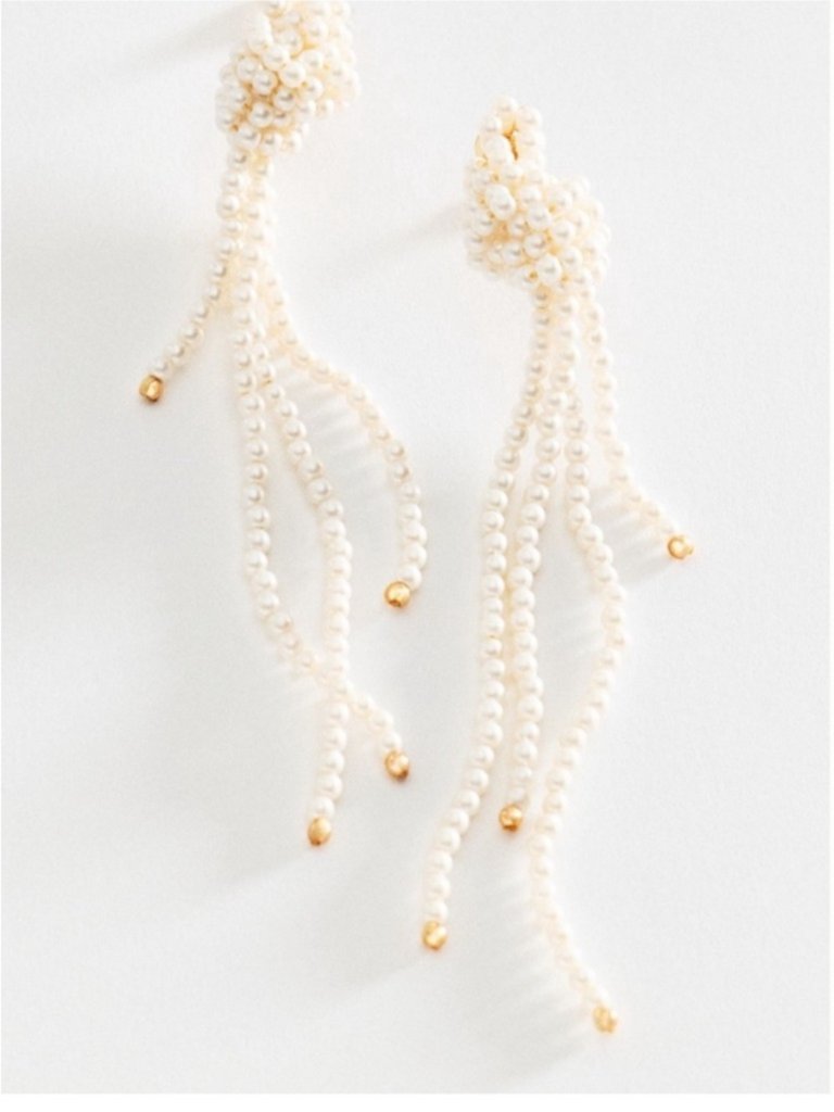 New! Anthropologie Glass Pearl Knot Drop Earrings Bridal Nwt
